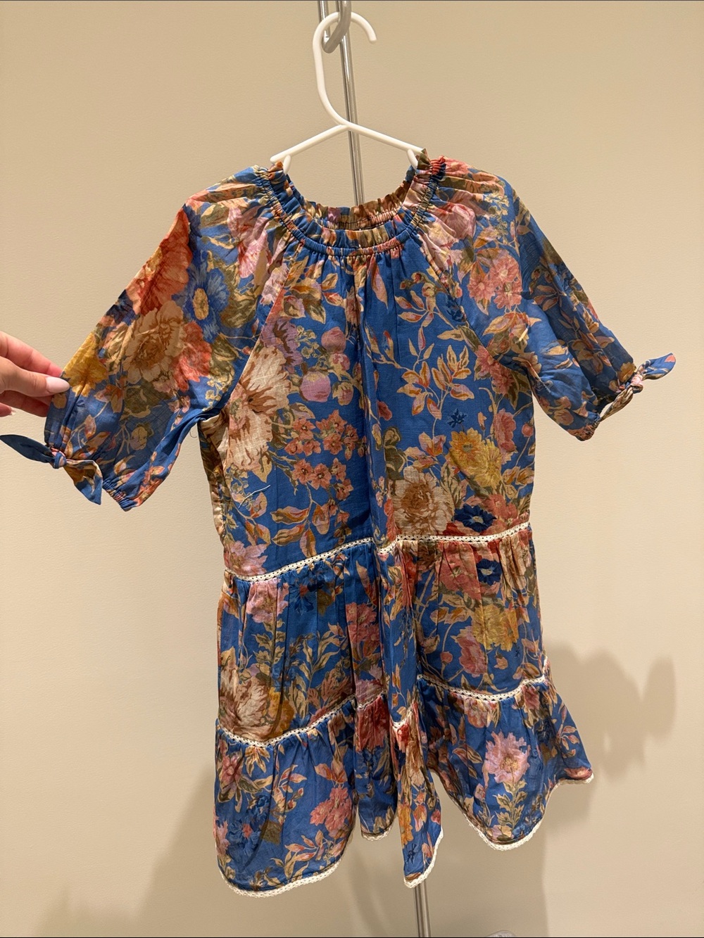 Zimmermann Blue Floral Tiered Cotton Dress